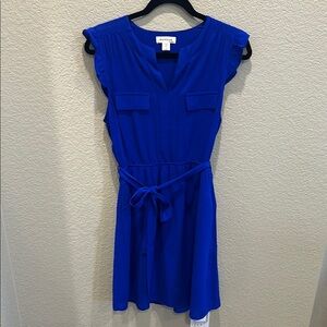 Blue Ruffled Tie Front Sundress